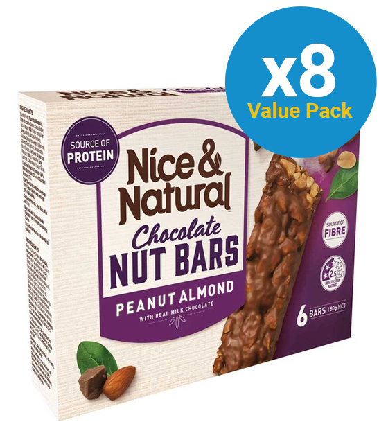 Nice & Natural Choc Nut Bar Peanut & Almond (8 x 180g) at Mighty Ape NZ