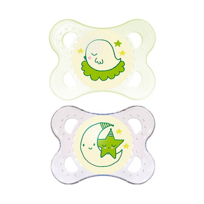 MAM Night Silicone Soother 0-4 Months - 2 Pack (Green) image