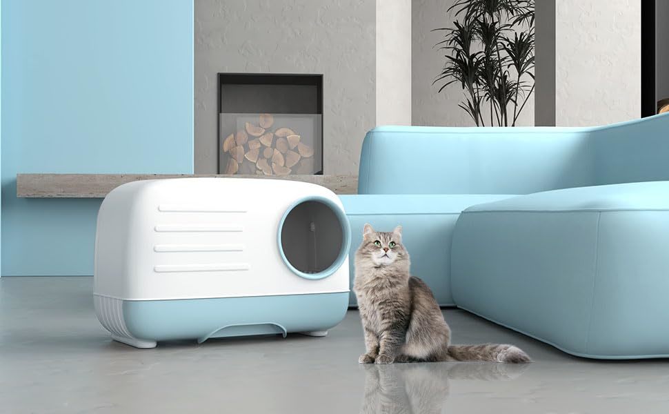 Buy Zoomies Fully Enclosed Cat Litter Box Blue at Mighty Ape NZ