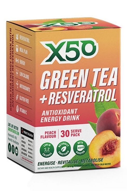 Green Tea X50 + Resveratrol - Peach (30 Sachets) image