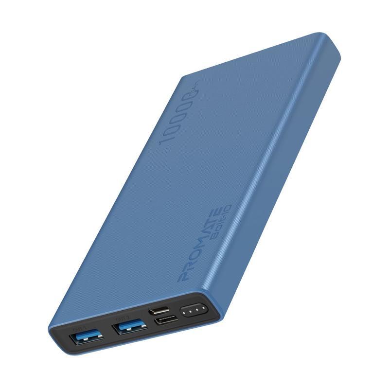 Promate Bolt10 Compact Smart Charging 10000mAh Power Bank with Dual