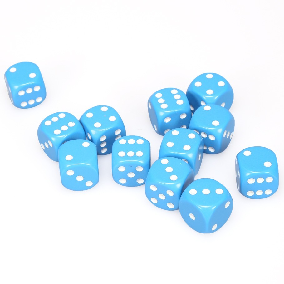 Chessex: D6 Opaque Cube Set (16mm) - Light Blue/White