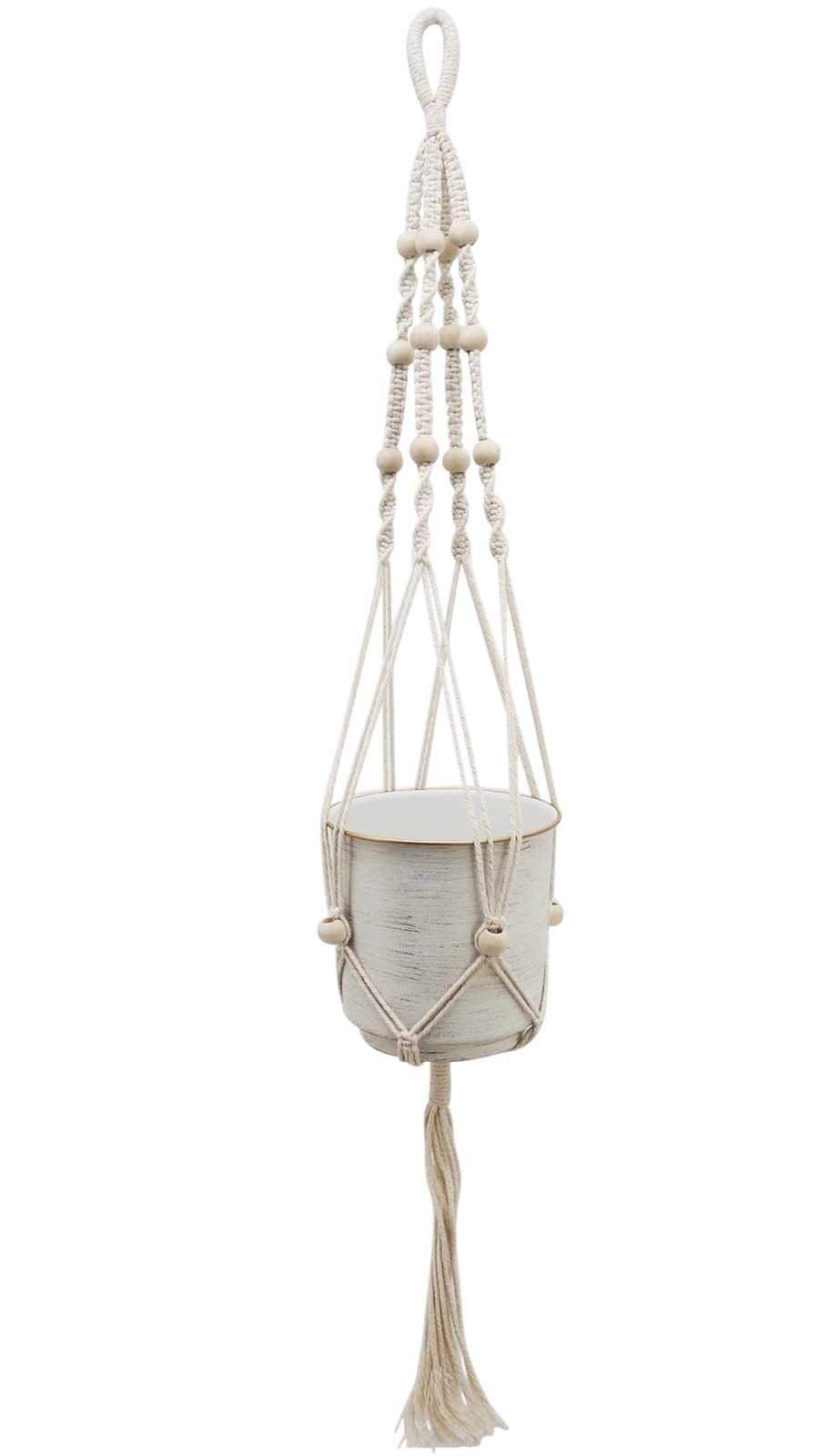 White Gold Beaded Hanging Planter image
