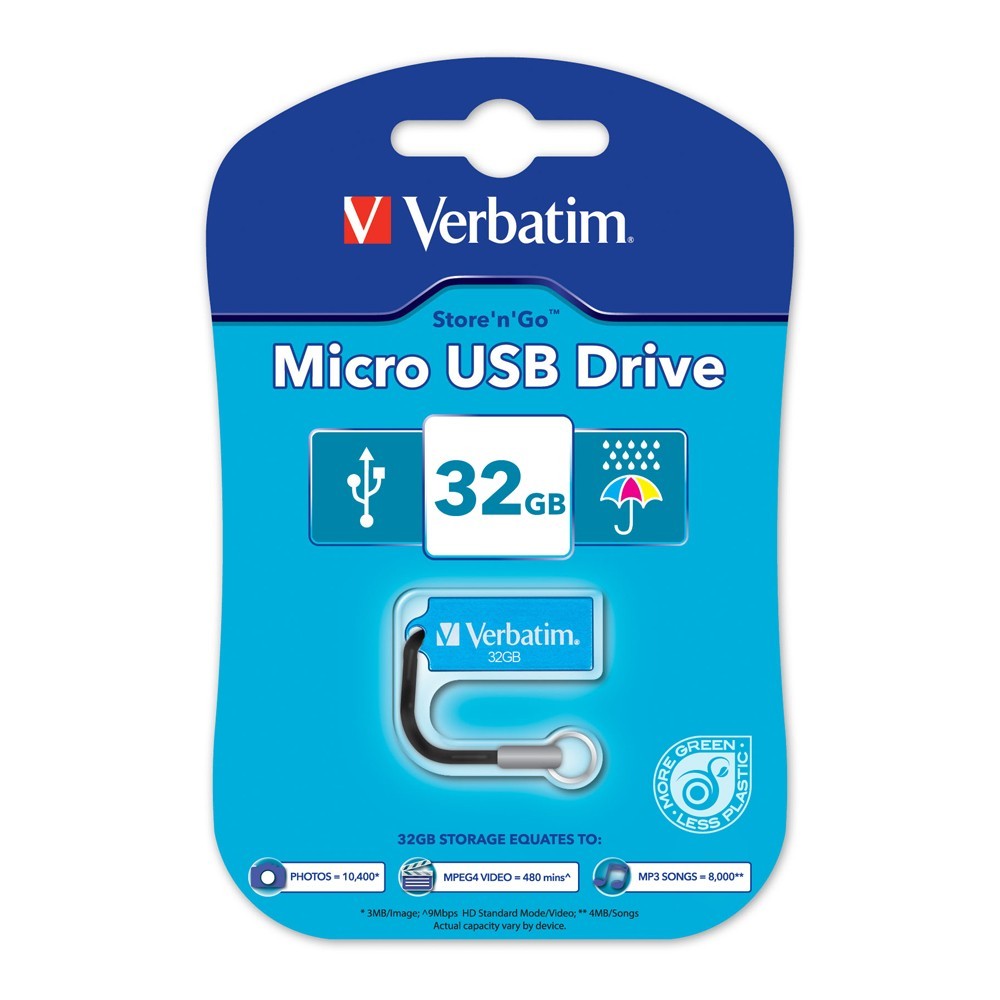 Verbatim Store'n'Go Micro USB Drive - 32GB (Caribbean Blue) image