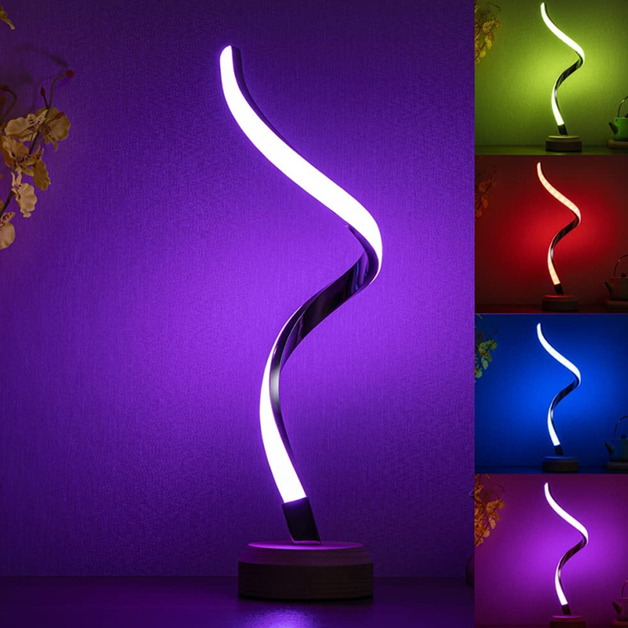 RGB Spiral LED Dimmable Bedroom Bedside Night Light Table Lamp at