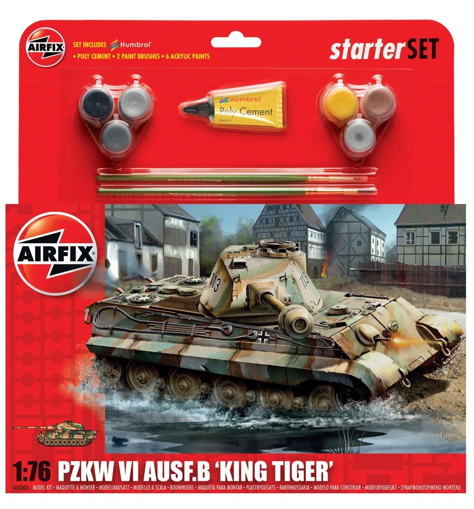 Airfix King Tiger Tank Starter Set 1/76 Model Kit image