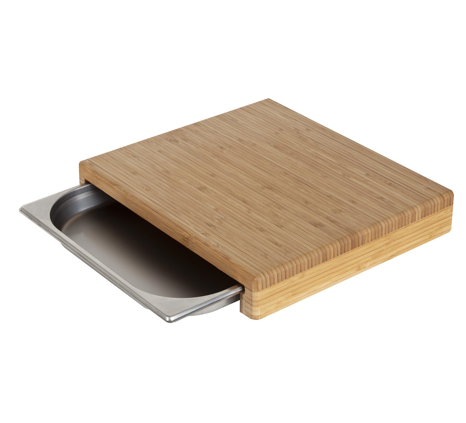 MasterPro: Bamboo Cutting Board with Tray (Board 39.5x35x6.5cm/Tray 35x32.5x4cm)