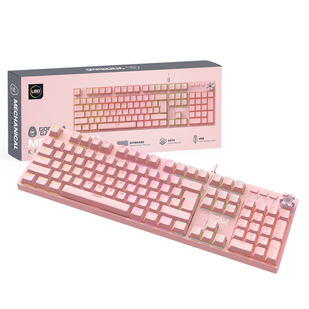 Gorilla Gaming Mechanical Keyboard Pink InStock Buy Now at