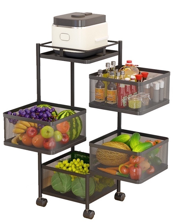 Buy FourLayer Square Rotating Storage Shelf Black at Mighty Ape NZ