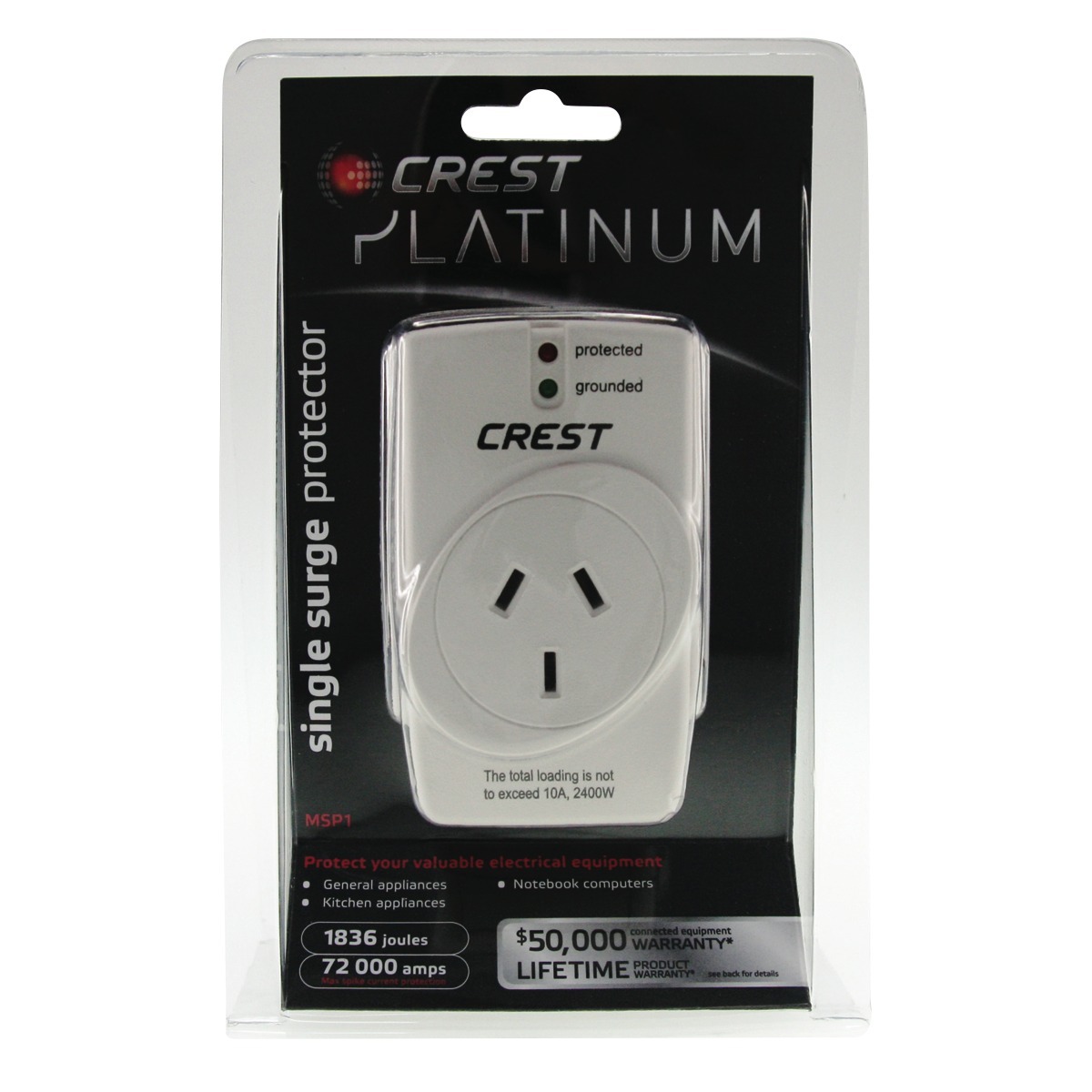 Crest Single Outlet Surge Protector at Mighty Ape NZ