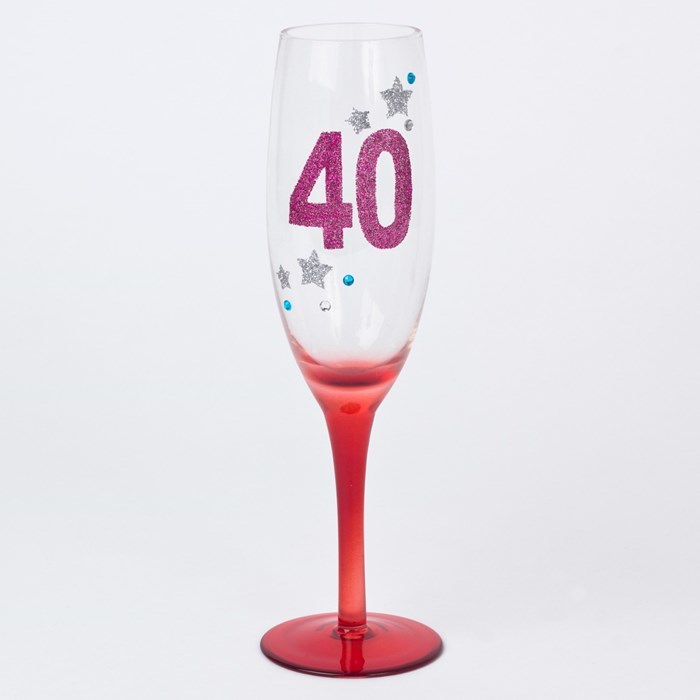 Glitter Script: Forty Rose Gold Glitter Flute image