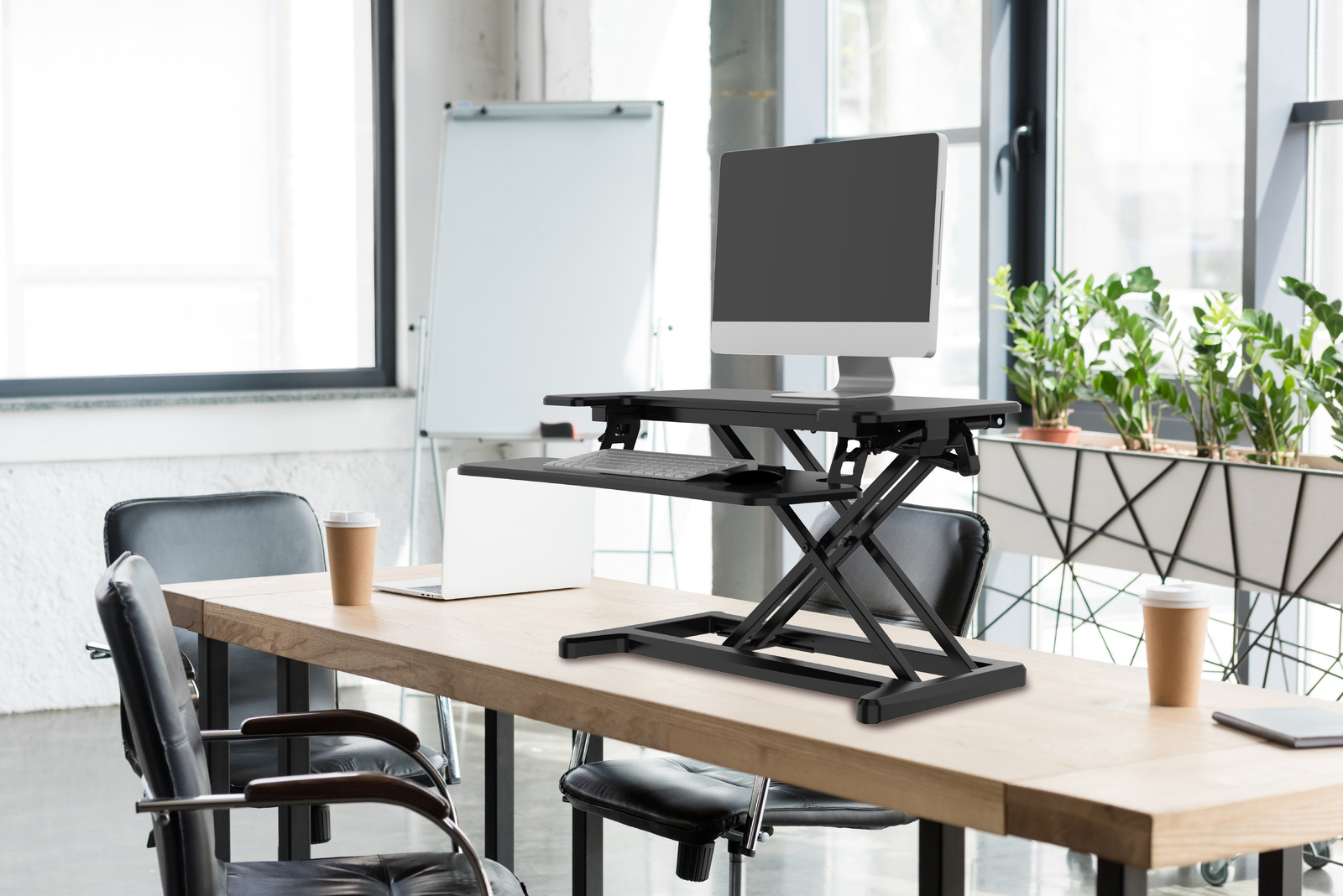 Gorilla Office: Height Adjustable Sit Stand Desk Riser (550x415mm, Black) image