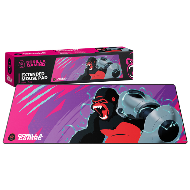 Gorilla Gaming Extended Mouse Pad Neon Pink PC On Sale Now at