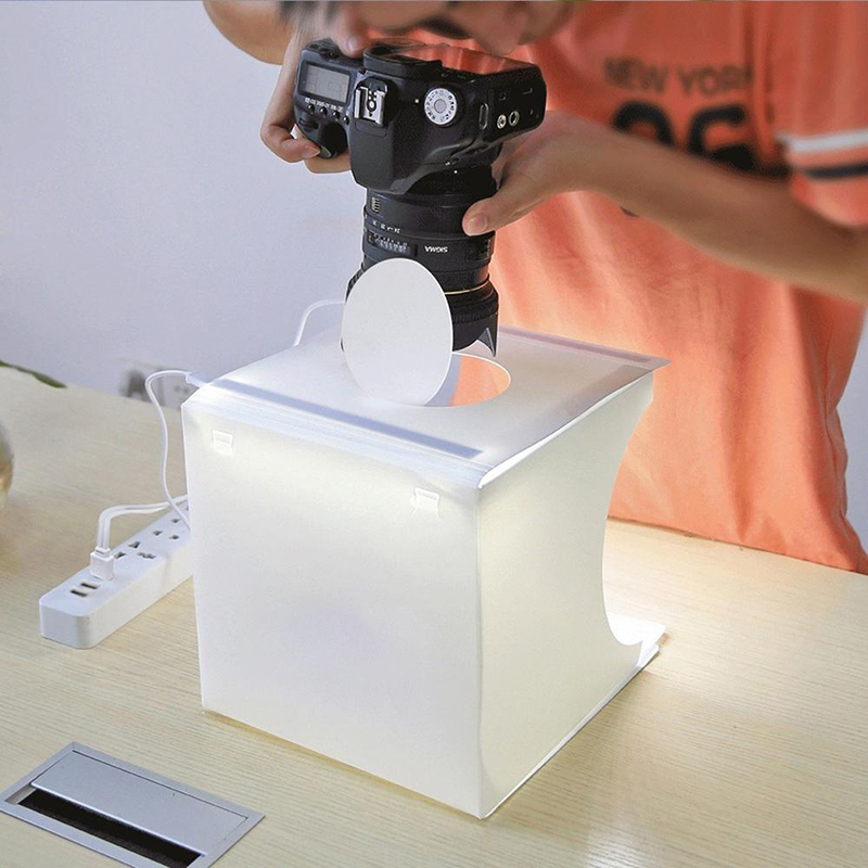 Mini Folding Lightbox 2 LED Photography Softbox - White image