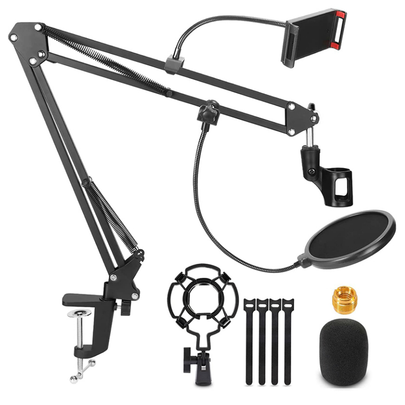 Microphone Stand on a Adjustable Suspension Boom Scissor Arm Stand at