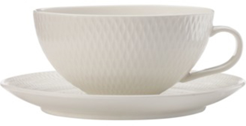 Maxwell & Williams White Basics Diamonds Low Teacup & Saucer (250ml) image