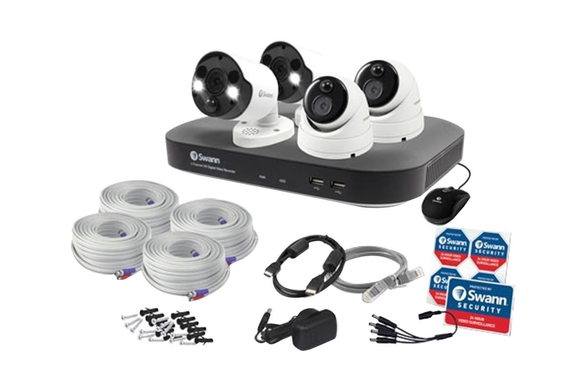 Swann 8 Channel DVR with 4 x 4K Ultra HD Heat & Motion Detection Security Cameras System 2TB