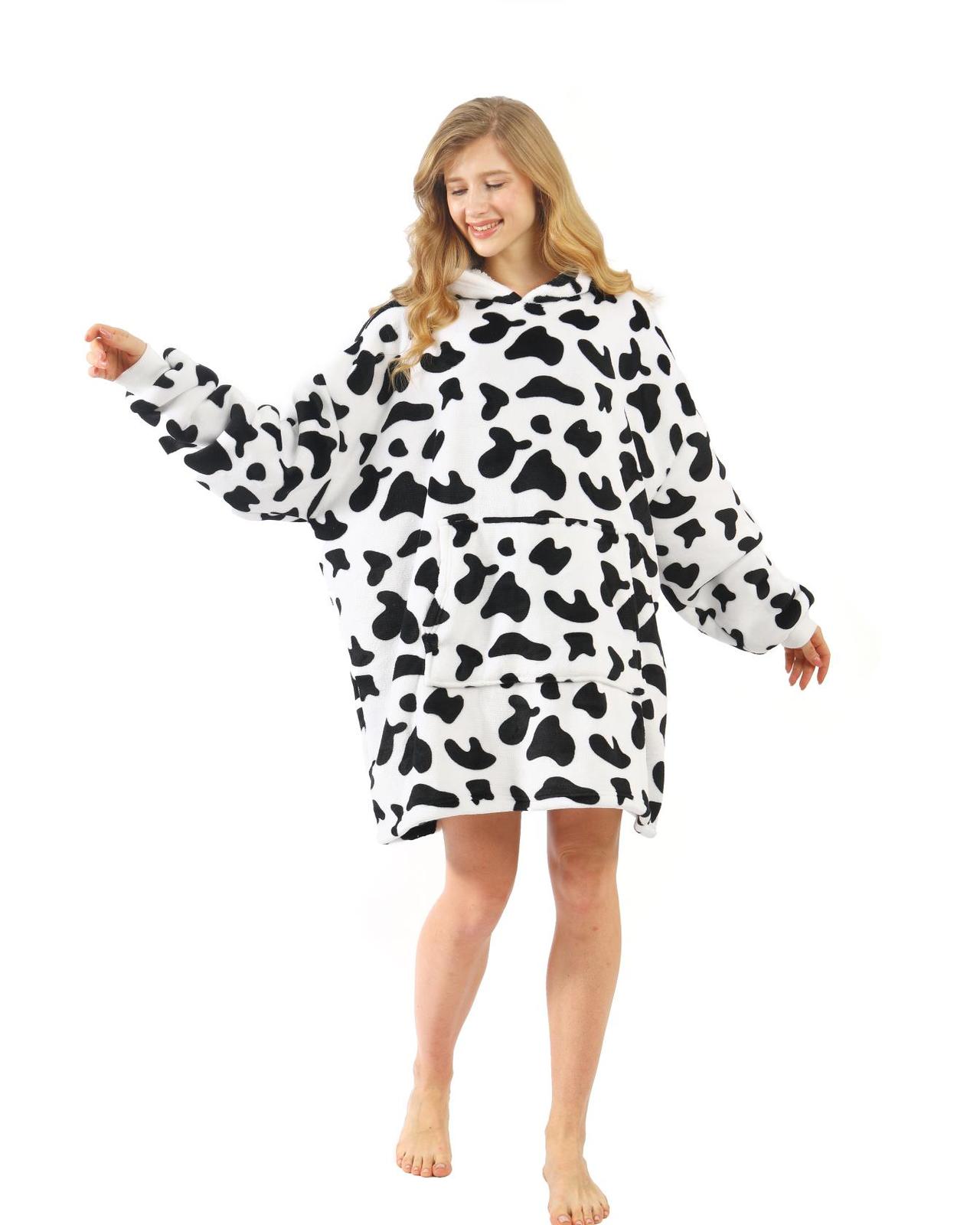 Printed Cuddle Hoodie Blanket Cow Print at Mighty Ape NZ