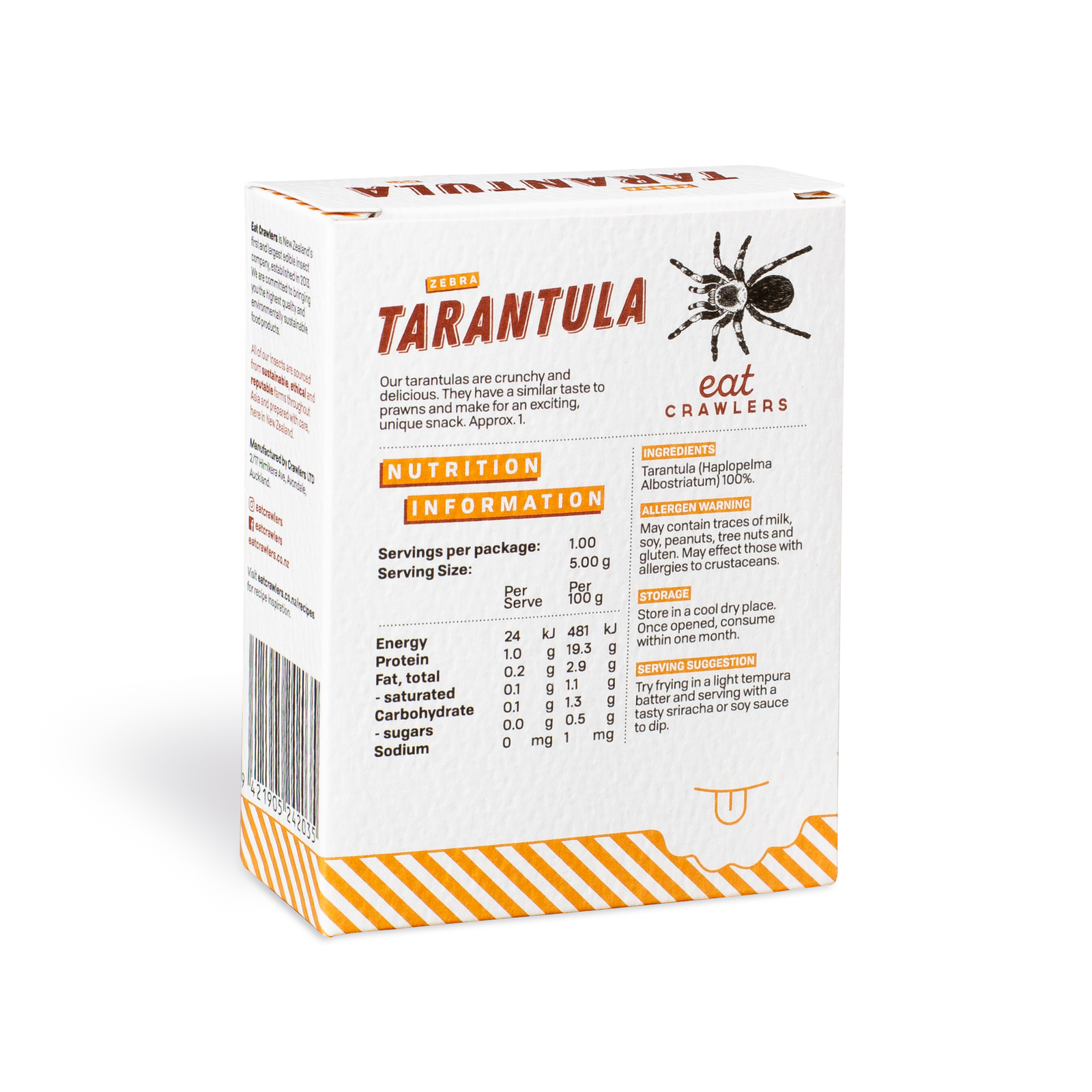 Eat Crawlers: Natural Zebra Tarantula (5g) image