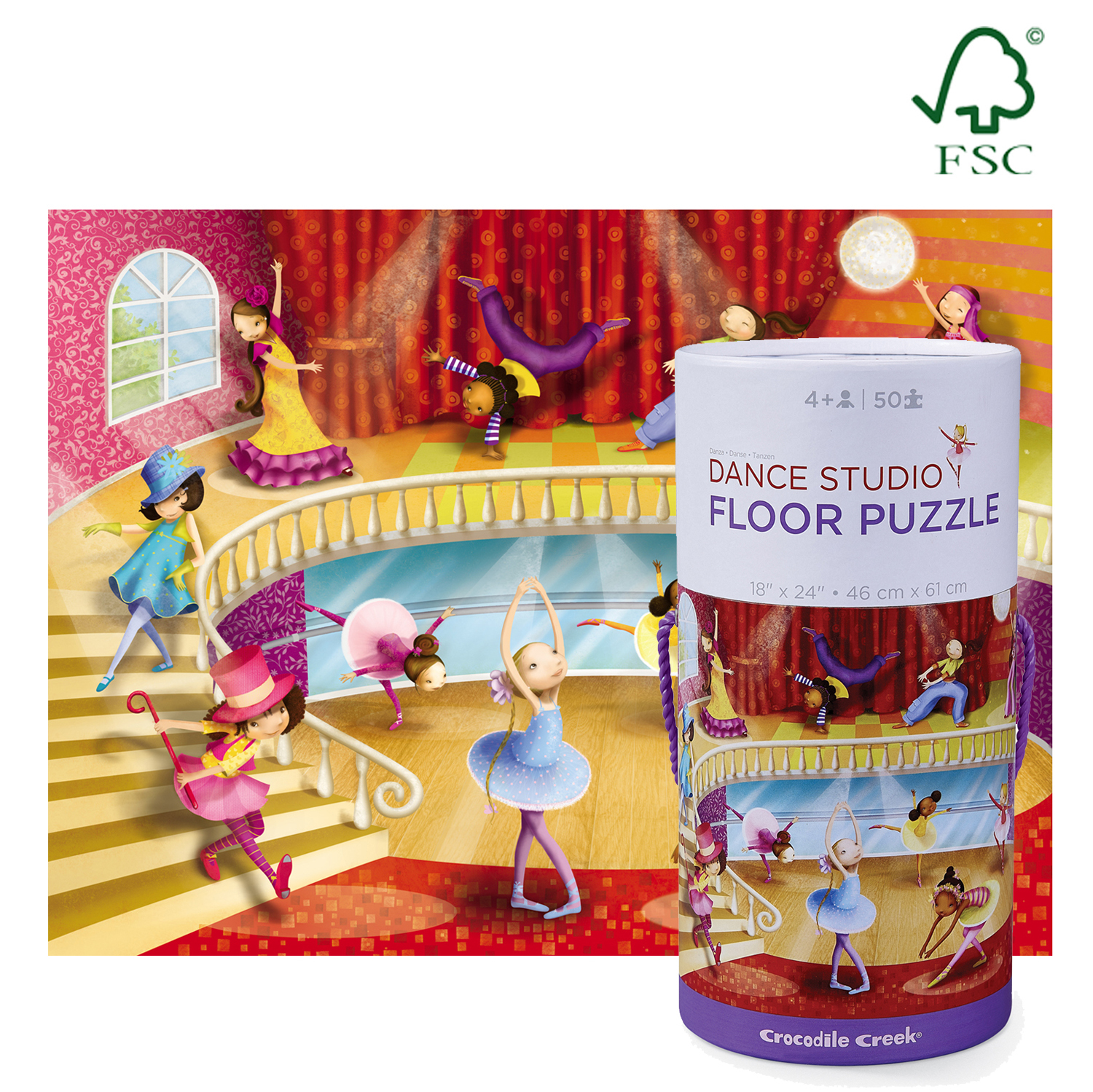 Crocodile Creek Canister Floor Puzzle Dance 50pc image