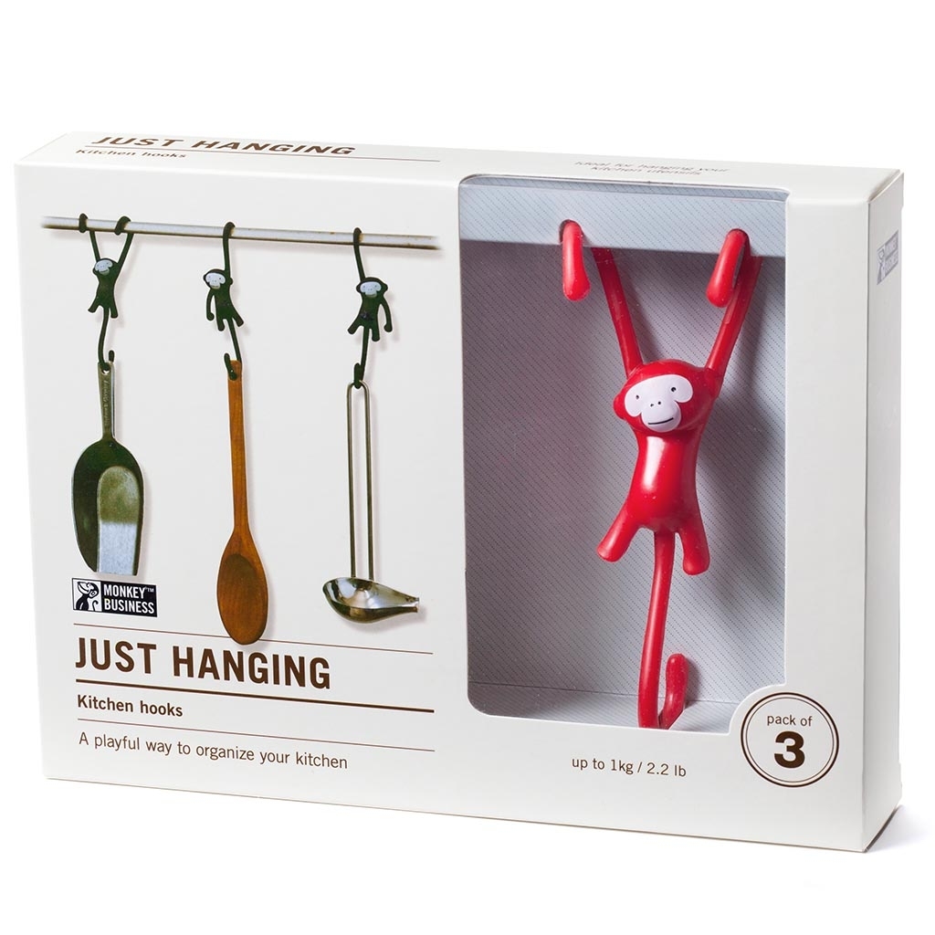 Monkey Business: Just Hanging Kitchen Hooks (Red) image