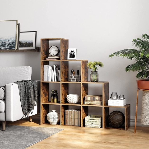 Buy VASAGLE 10 Cubes Staircase Shelf Rustic Brown at Mighty Ape NZ