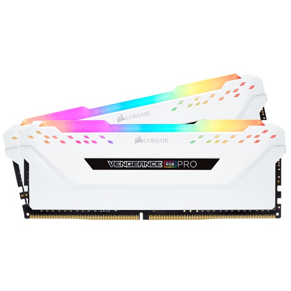 2x8GB Corsair Vengeance DDR4 2666Mhz RGB Pro White Heat Spreader RAM image