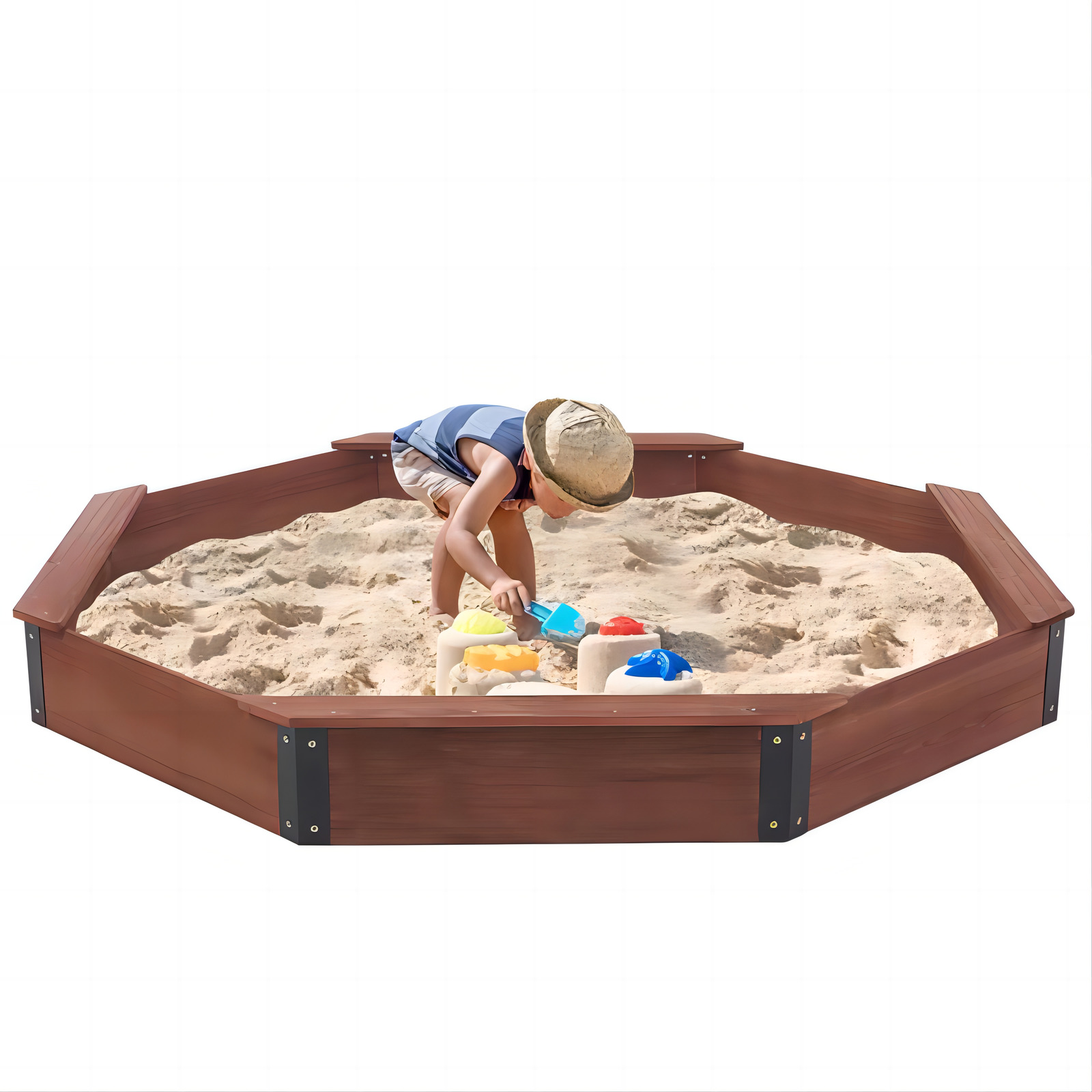 Buy Octagon Large Wooden Cedar Sandbox with Cover at Mighty Ape NZ