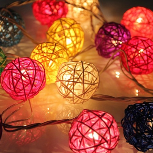 Colourful Rattan String Lights (20 LED)