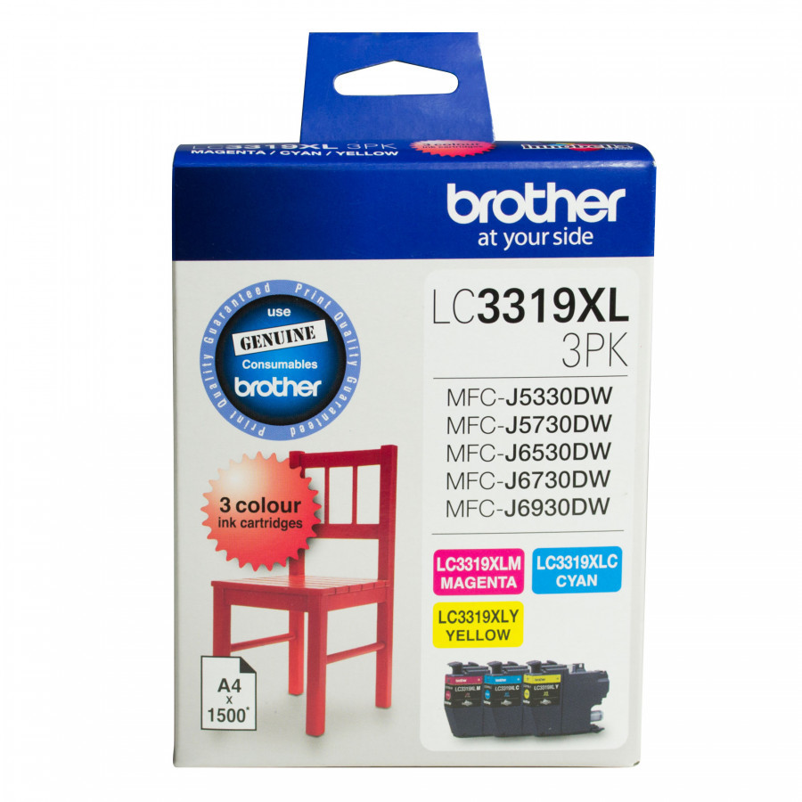 Brother LC3319XL3PK CMY High Yield Ink Cartridges (3 Pack) image