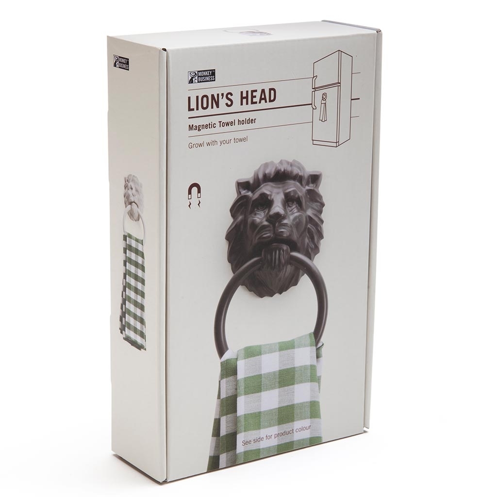 Monkey Business: Lion's Head Magnetic Towel Holder (Black) image