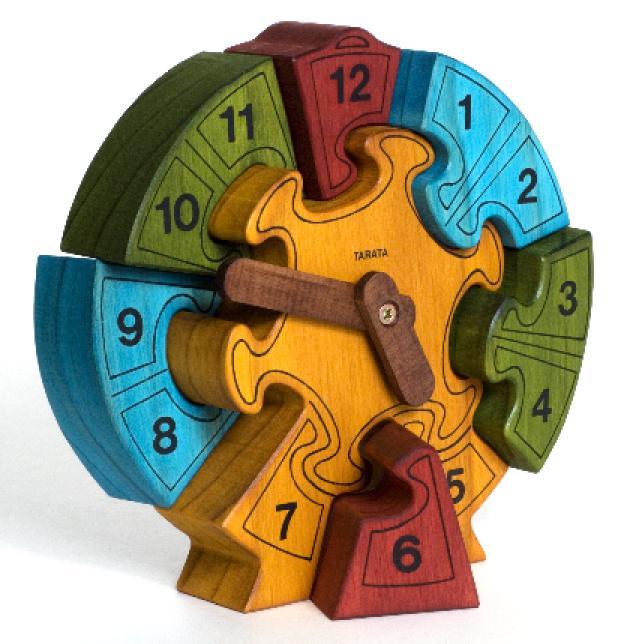 Buy Tarata Wooden Puzzle Clock (Coloured) at Mighty Ape NZ