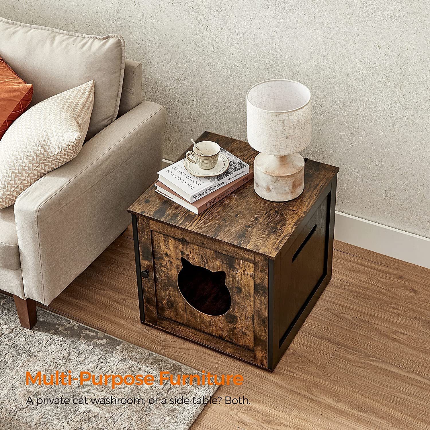 Buy VASAGLE Feandrea Cat Litter Box End Table Rustic Brown at Mighty