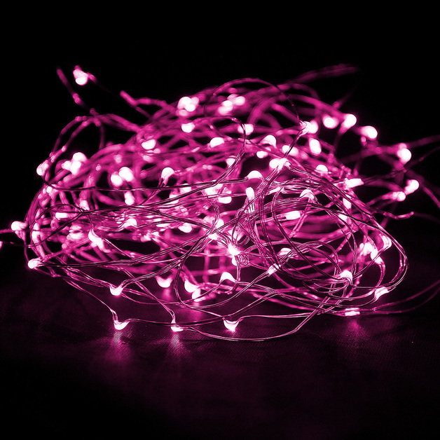 Set of Two 2.3m LED Copper Wire Seed String Lights Pink at Mighty Ape NZ
