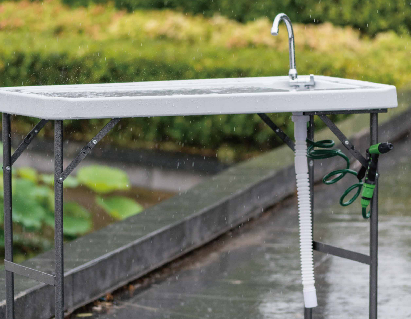 Premium Foldable Camping and Filleting Table with Folding Tap and Cleaning Hose image