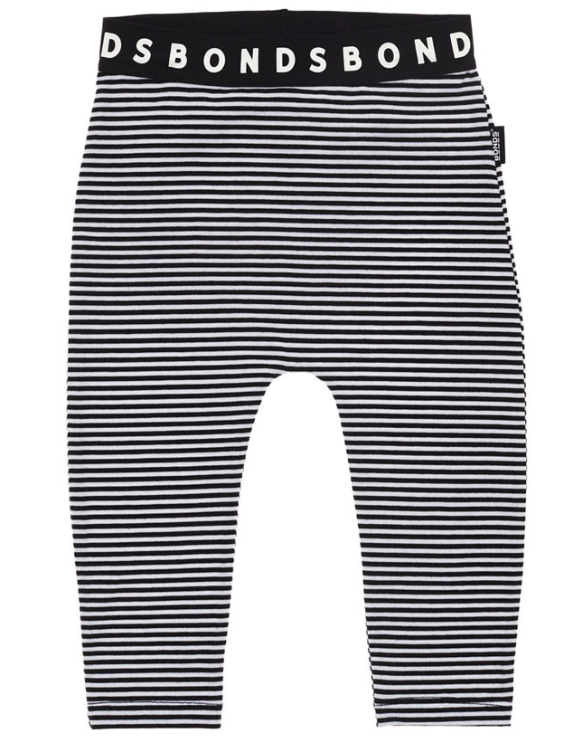 Bonds Leggings Black and White Stripe