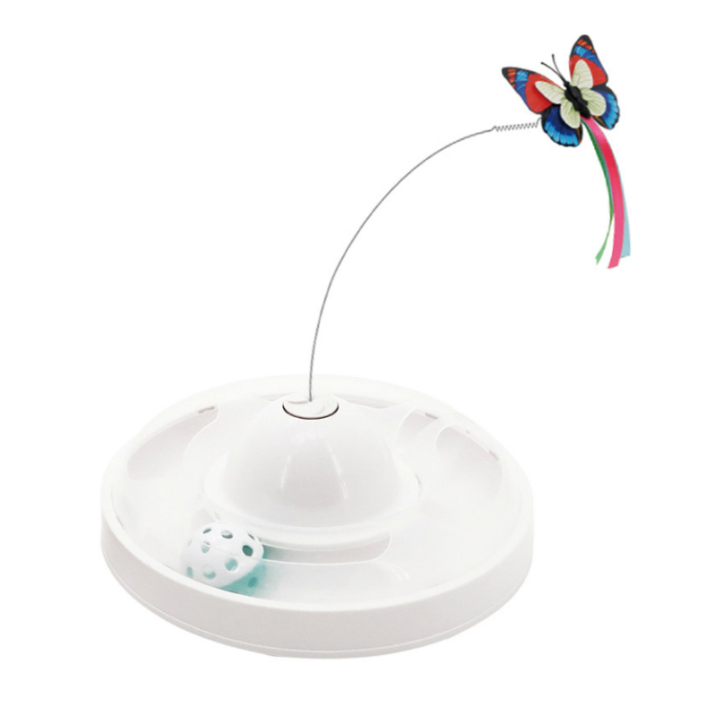 Butterfly Turntable - Interactive Pet Toy (White)