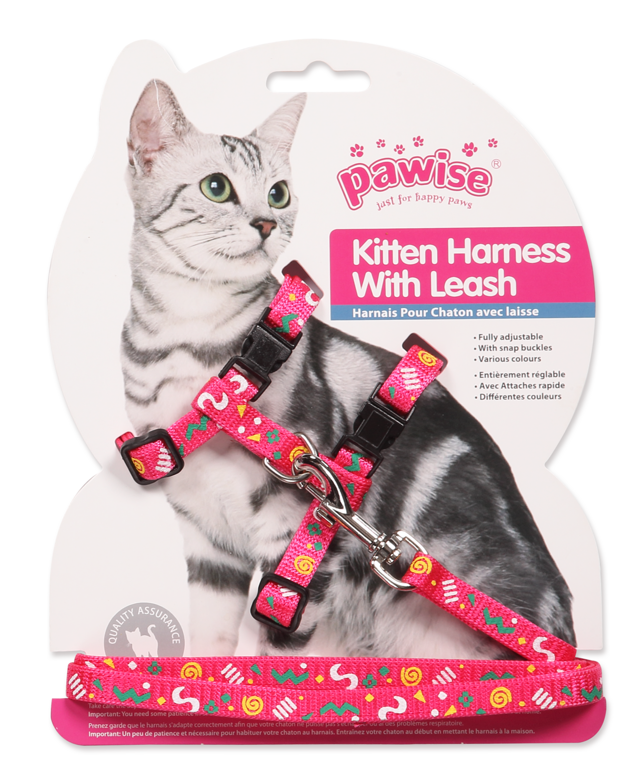 Pawise: Kitten Harness with 1.2 Leash - Pink/Purple image