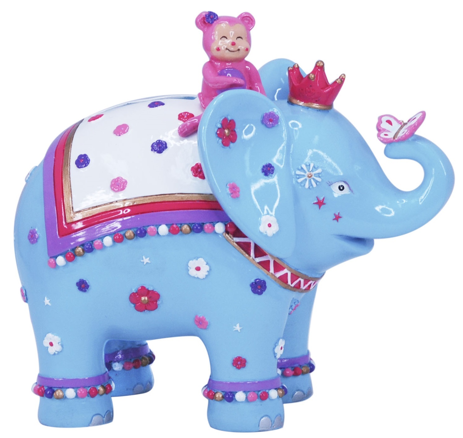 Pink Poppy: Carnival Elephant Money Box - Blue image