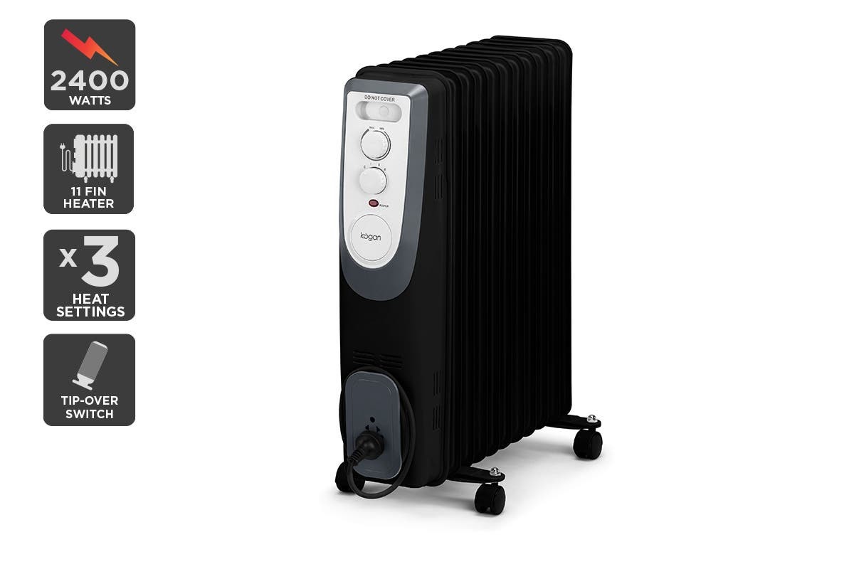 Buy Kogan Premium 2400W 11 Fin Oil Column Heater (Black) at Mighty Ape NZ