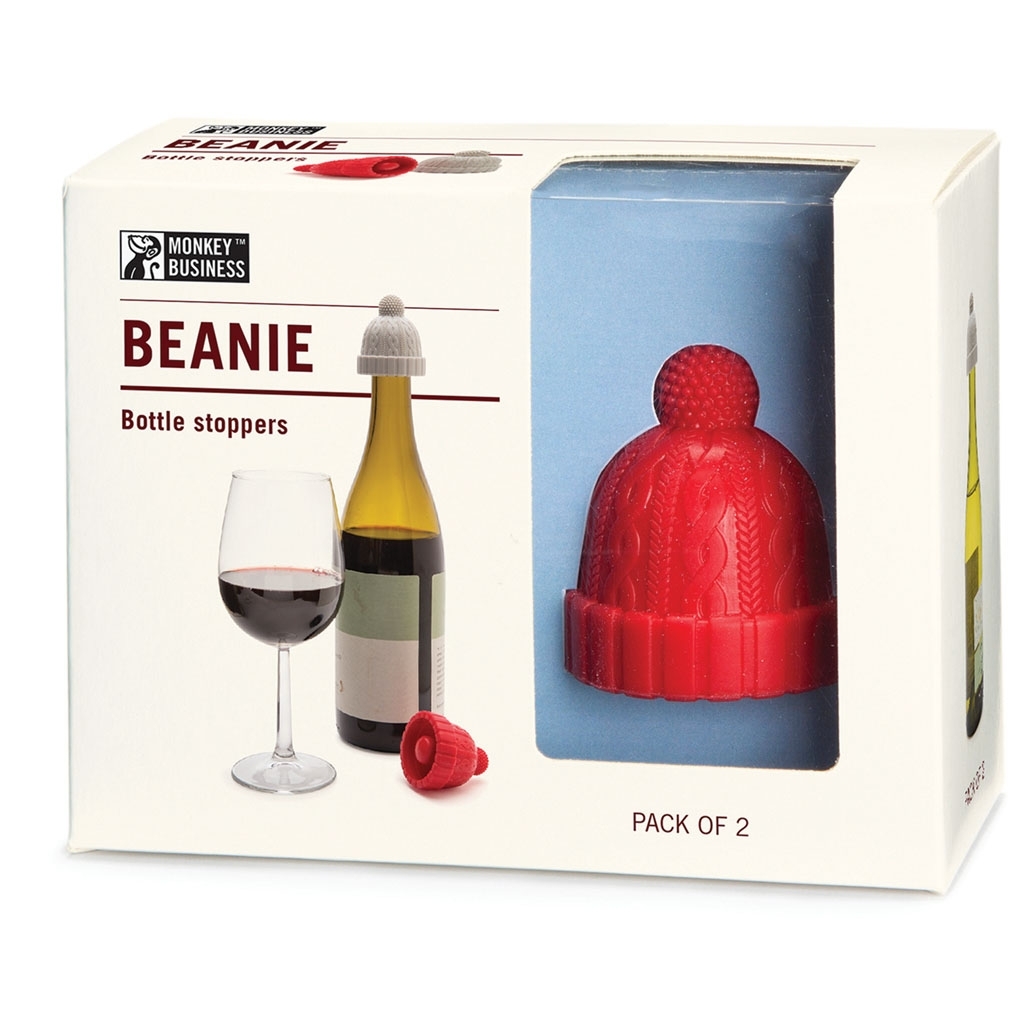 Monkey Business: Beanie Bottle Stoppers (Red & Grey) image