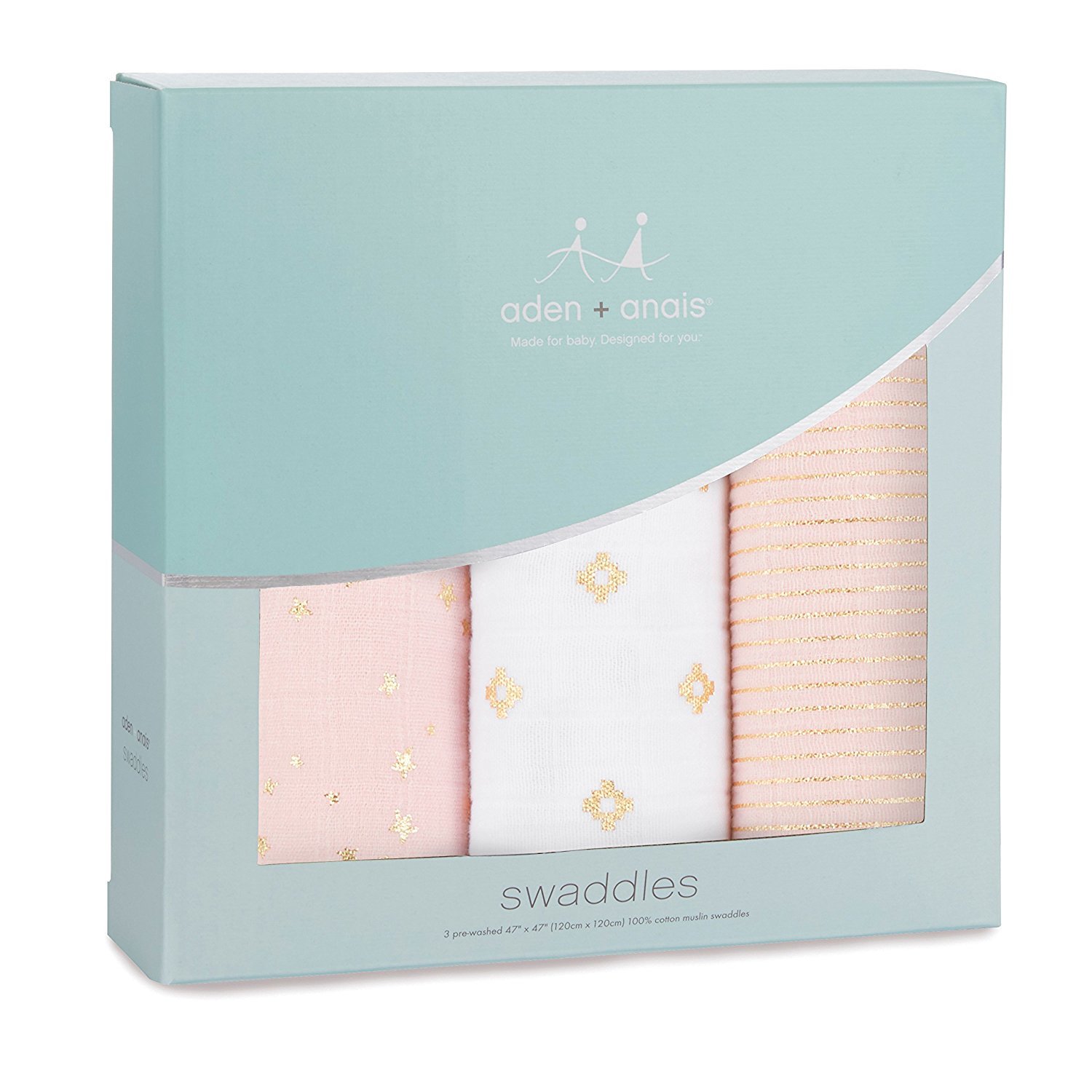 Aden + Anais: Metallic Dream Swaddle - Primrose (3 Pack Swaddling Wraps)