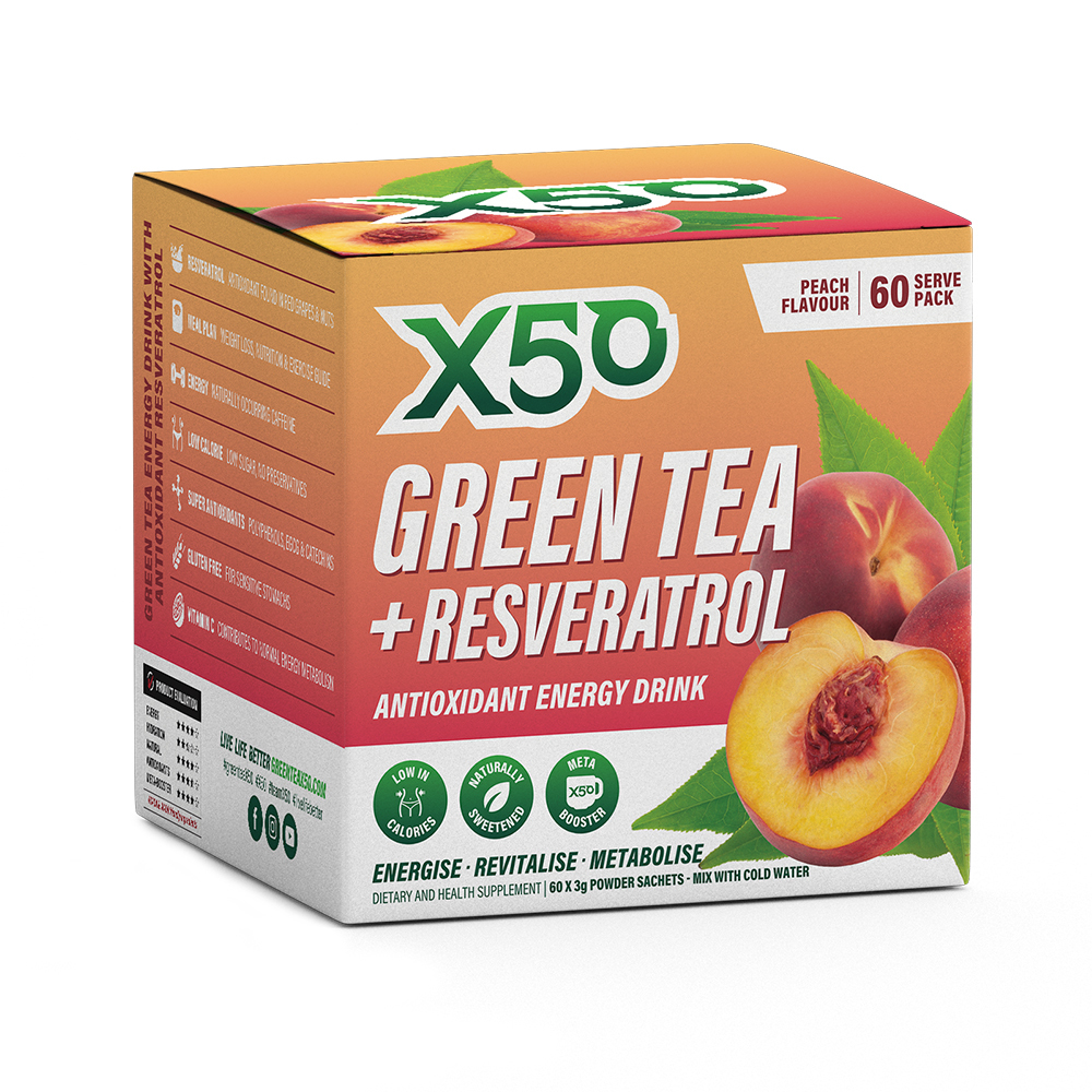 Green Tea X50 + Resveratrol - Peach (60 Sachets) image