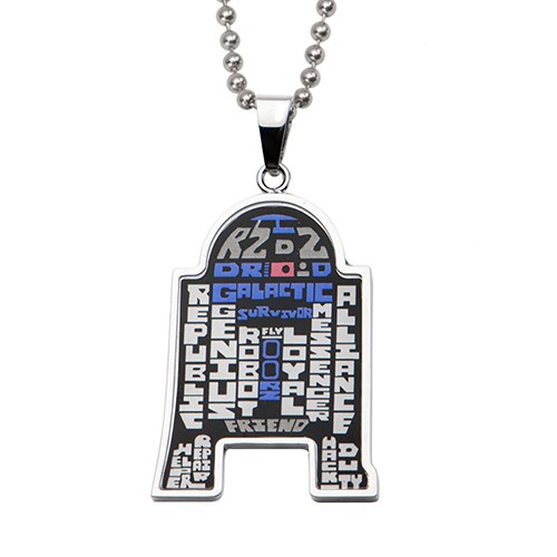 Star Wars R2-D2 Typography Pendant Necklace