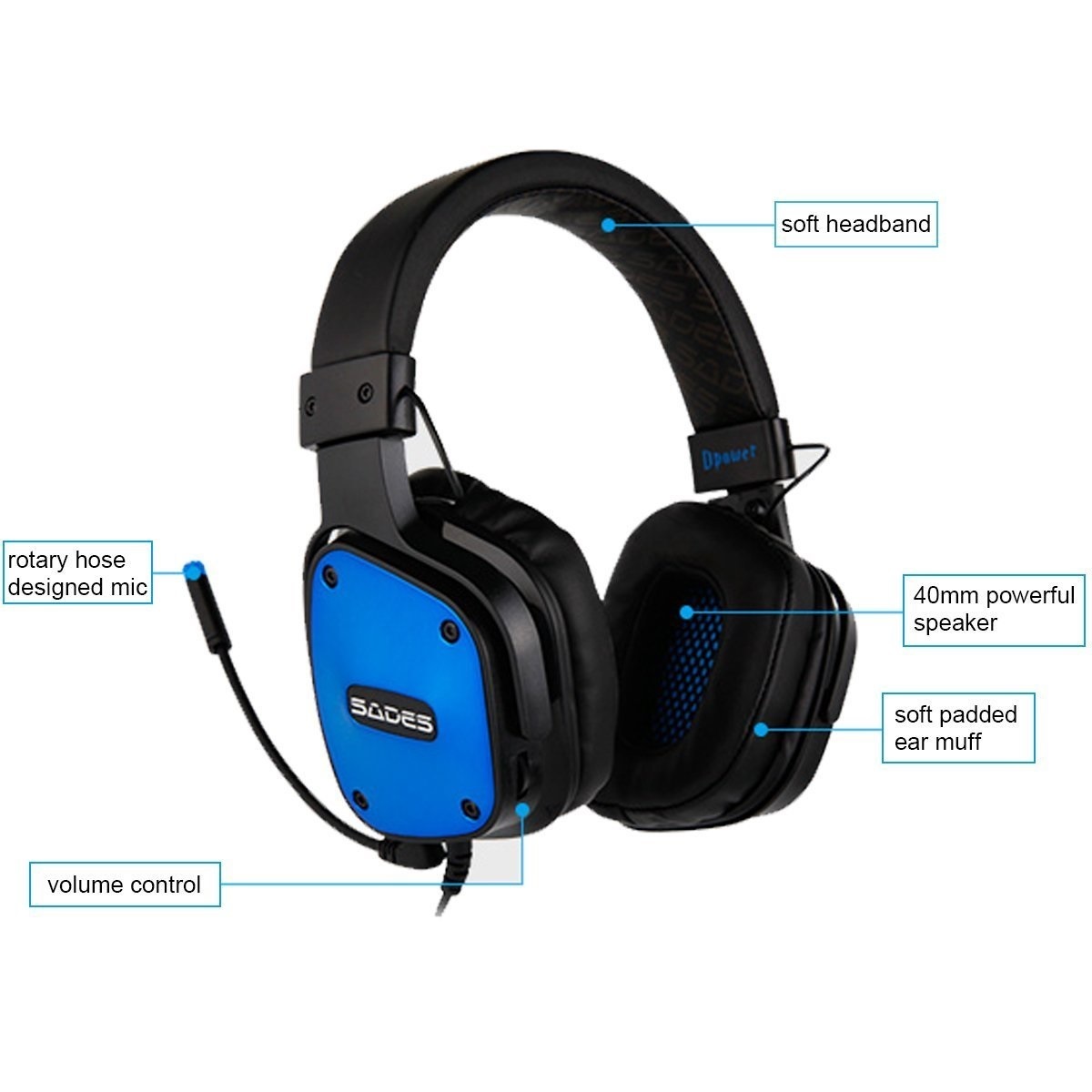 SADES DPower Gaming Headset (Blue) PC, PS4, Xbox One Buy Now at
