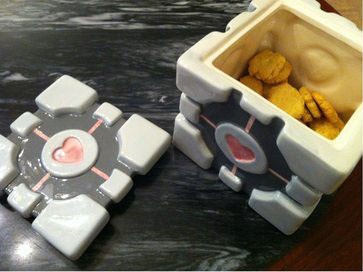 Portal Companion Cube Cookie Jar image