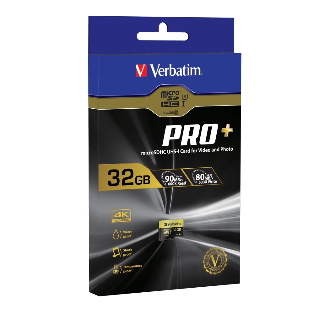 Verbatim Pro+ Micro SDHC Card - 32GB (UHS-I Class 10) image