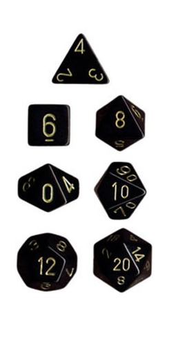 Chessex Opaque Polyhedral Dice Set - Black/Gold