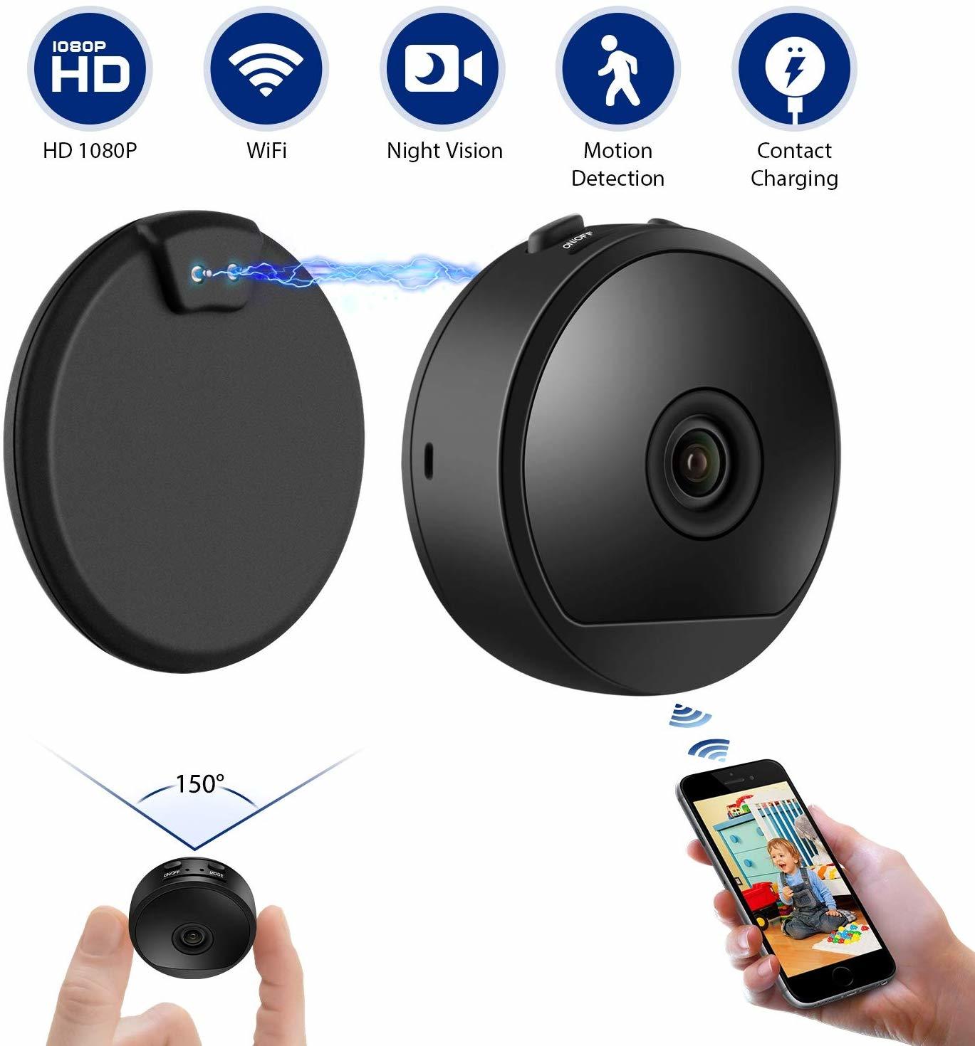 Mini Home Security Camera 1080p Hd Built In Battery Contact Charging Motion Detection At Mighty Ape Australia