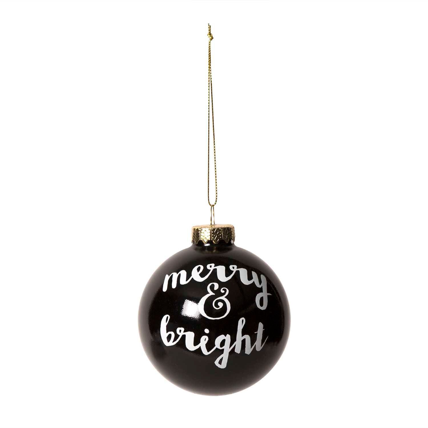 Set of 2 Glass Baubles (Black)